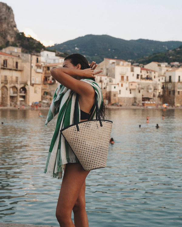 Plage Towel, Green Stripe