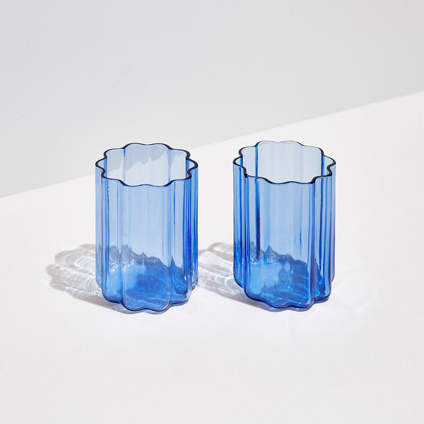 Wave Glass Set of 2, Blue
