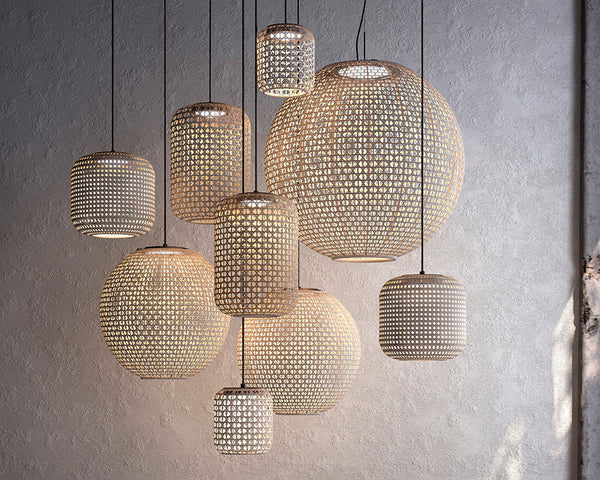 Nans Sphere 31.5" Outdoor Pendant, Beige Shade