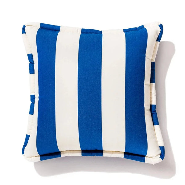 The Small Square Throw Pillow - Crew Mediterranean Blue Stripe, 18" x 18"