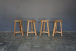 Reclaimed Teak Round Counter Stool, 14"Dia x 24"H