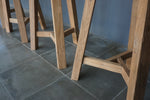 Reclaimed Teak Round Counter Stool, 14"Dia x 24"H