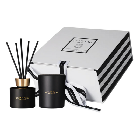 Miller Road Candle & Diffuser Gift Box, Black, Available in 2 Scents