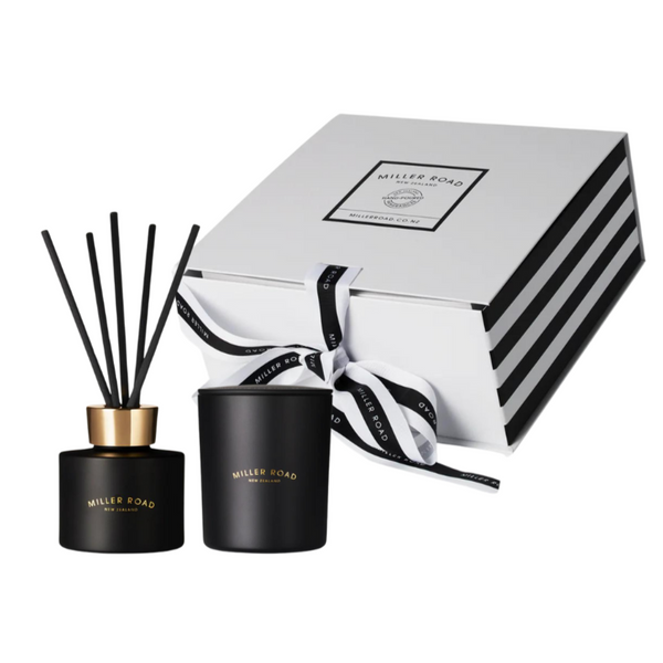 Miller Road Candle & Diffuser Gift Box, Black, Available in 2 Scents