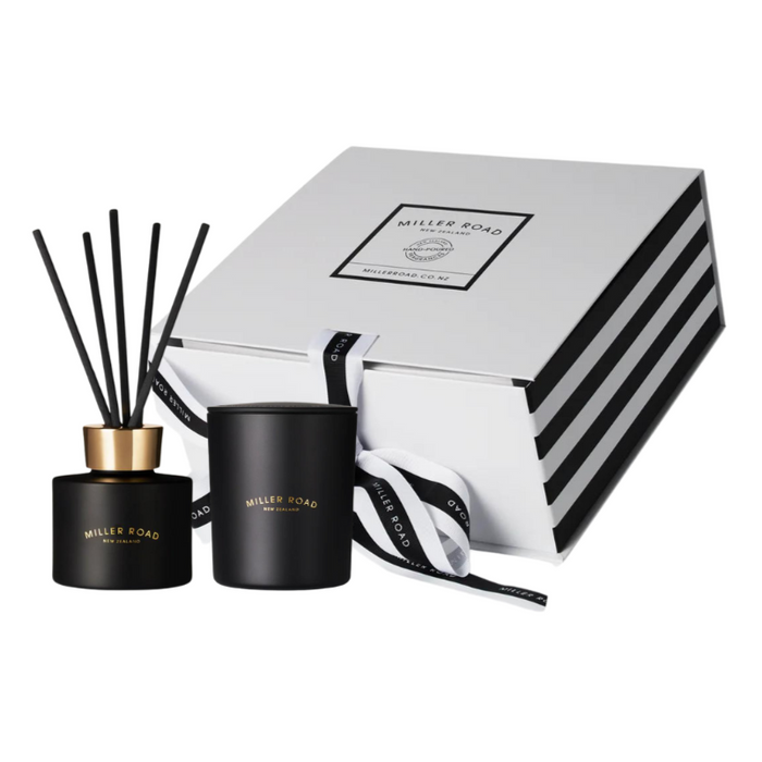 Miller Road Candle & Diffuser Gift Box, Black, Available in 2 Scents