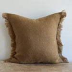 Bleached Oak Belgian Linen Fringe Pillow, 22" x 22"
