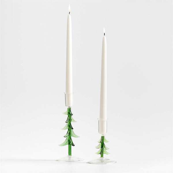 Borosilicate Glass Christmas Tree Taper Candle Holder, 2 Sizes, Sold Separately