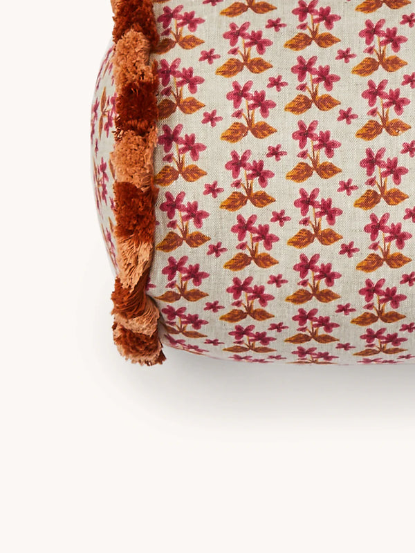 Petit Madeline Pink Linen Bolster, 24"W