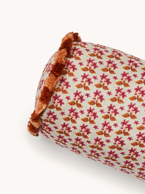 Petit Madeline Pink Linen Bolster, 24"W