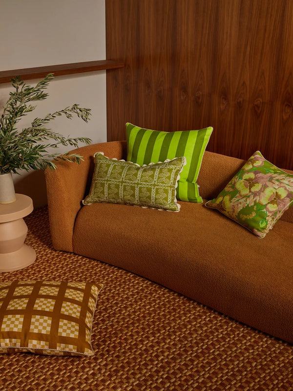 Martine Olive Lumbar Pillow, 16" x 24"