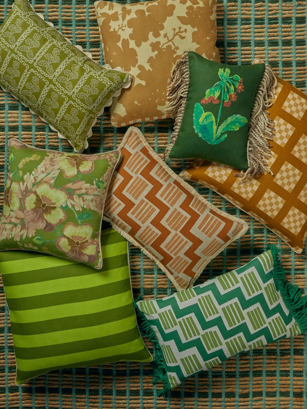 Martine Olive Lumbar Pillow, 16" x 24"
