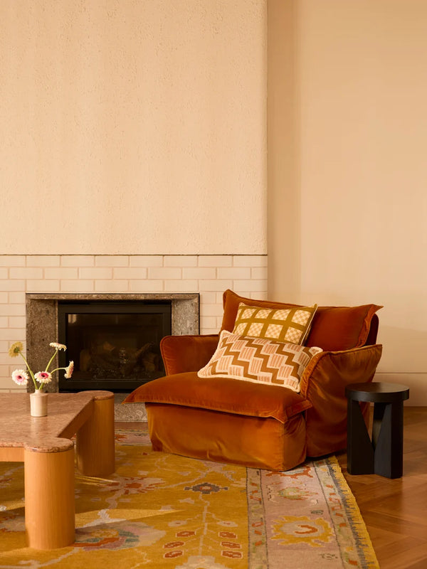 Lattice Wheat Pillow, 24" x 24"