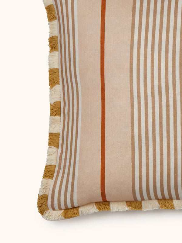 Club Stripe Pearl Linen Lumbar Pillow, 16" x 24"