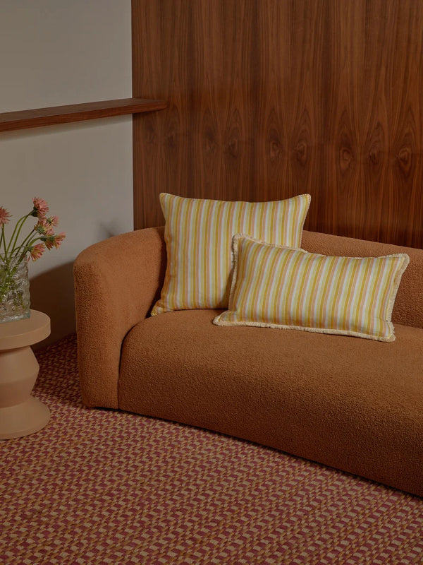 Garden Stripe Yellow Lumbar Pillow, 16" x 24"