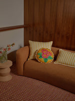 Garden Stripe Yellow Lumbar Pillow, 16" x 24"