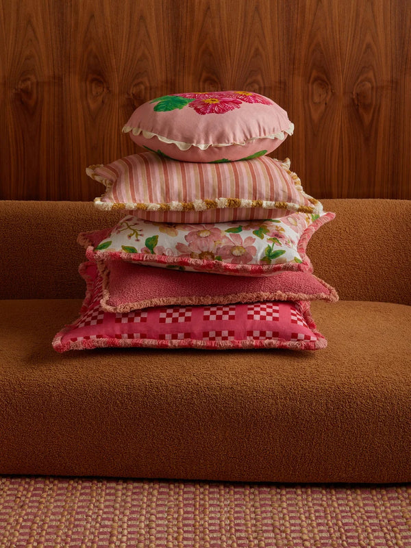 Garden Stripe Pink Pillow, 24" x 24"