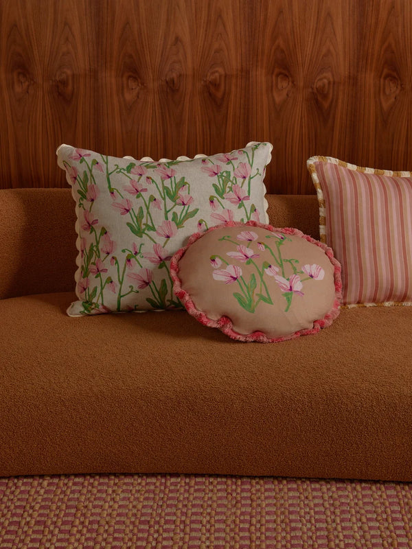 Garden Stripe Pink Pillow, 24" x 24"