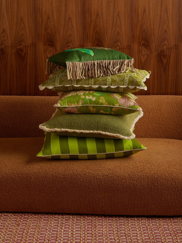 Martine Olive Lumbar Pillow, 16" x 24"