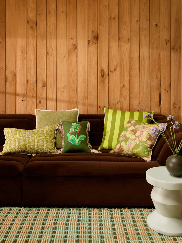 Martine Olive Lumbar Pillow, 16" x 24"