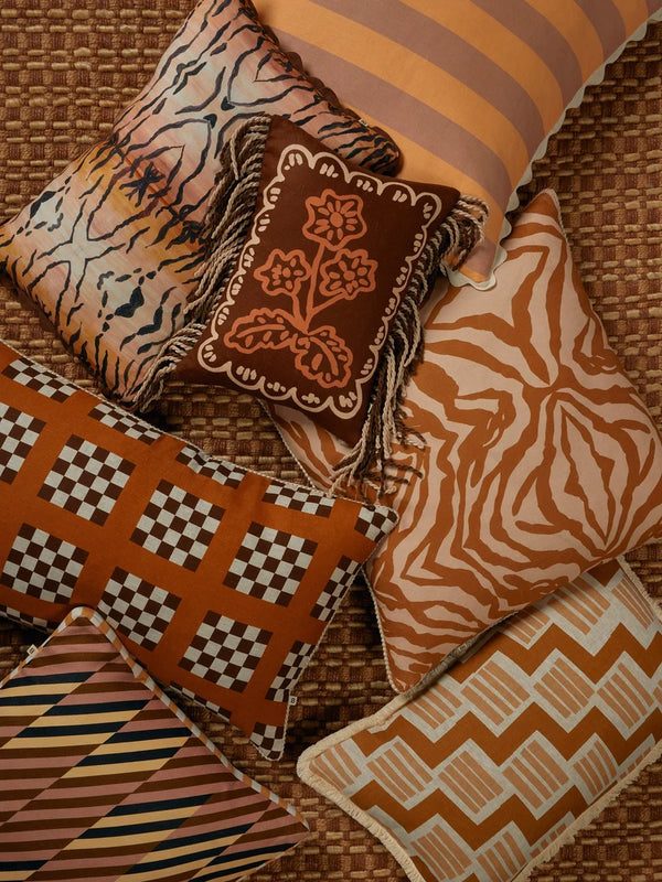 Lattice Tan Lumbar Pillow, 18" x 30"