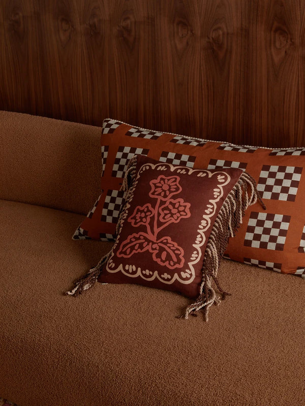 Lattice Tan Lumbar Pillow, 18" x 30"