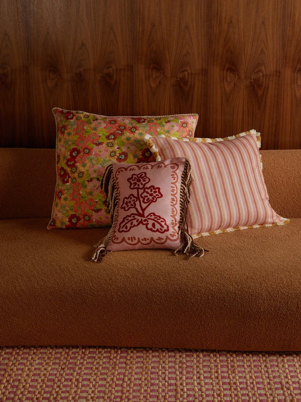 Garden Stripe Pink Pillow, 24" x 24"
