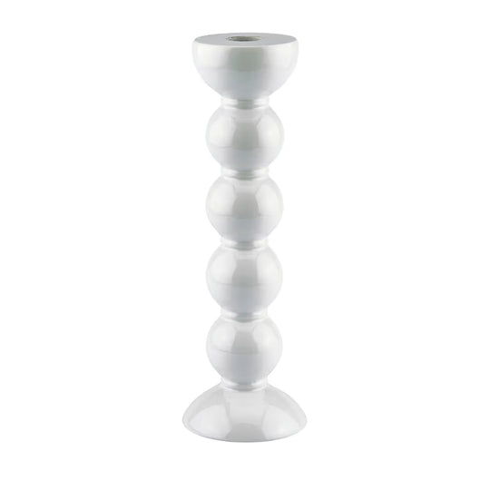 Bobbin Candlestick - White, 9.4"H