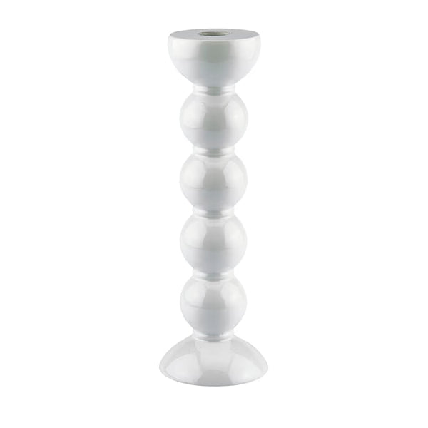 Bobbin Candlestick - White, 9.4"H