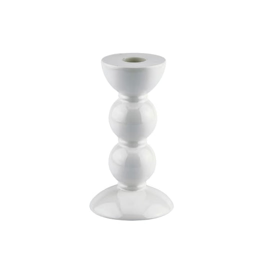 Bobbin Candlestick - White, 5.5"H