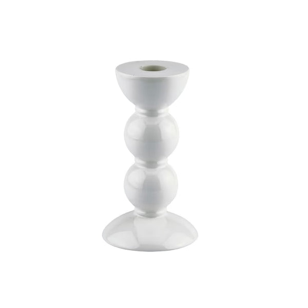 Bobbin Candlestick - White, 5.5"H
