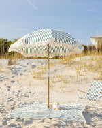 Tide Stripe Coastal Blue Beach Umbrella, 6' Dia