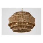 Antigua Drum 22" Chandelier - Antique Burnished Brass & Natural Abaca, Small