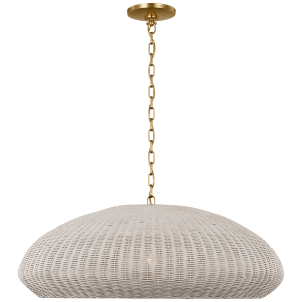 Kokomo 32" Wide Pendant, Antique Burnished Brass/Chalk Wicker