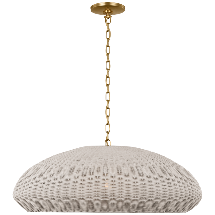Kokomo 32" Wide Pendant, Antique Burnished Brass/Chalk Wicker