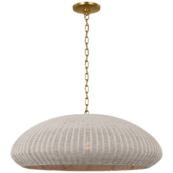 Kokomo 32" Wide Pendant, Antique Burnished Brass/Chalk Wicker
