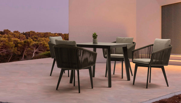 Diva Anthracite Square Dining Table, Dark Grey, 36" x 36" x 30"H