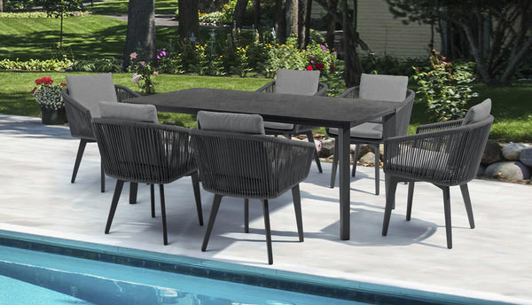 Diva Anthracite Rectangle Dining Table, Granite, 87"W x 37"D