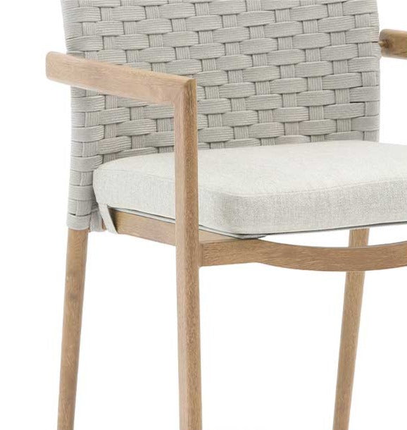 Lounge Oak Aluminum Dining Chair, Oyster