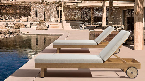 Lounge Oak Aluminum Chaise Lounge, Oyster