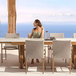 Together Extendable Dining Table - Oak Aluminum/Oyster, 79-118"L x 38"W