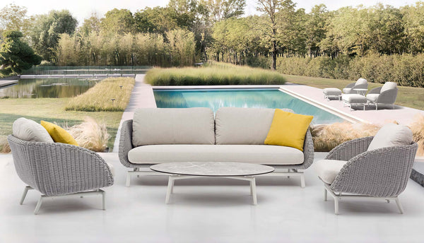 Scoop Occasional Chair with Optional Ottoman, Light Grey Aluminum