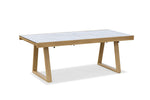 Together Extendable Dining Table - Oak Aluminum/Oyster, 79-118"L x 38"W