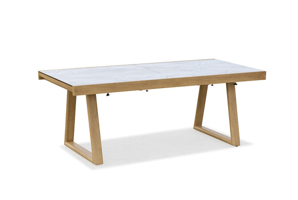 Together Extendable Dining Table - Oak Aluminum/Oyster, 79-118"L x 38"W