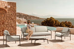 Enjoy Coffee Table, 40" W x 30" D x 14" H, Bronze Aluminum / Oyster Marble HPL