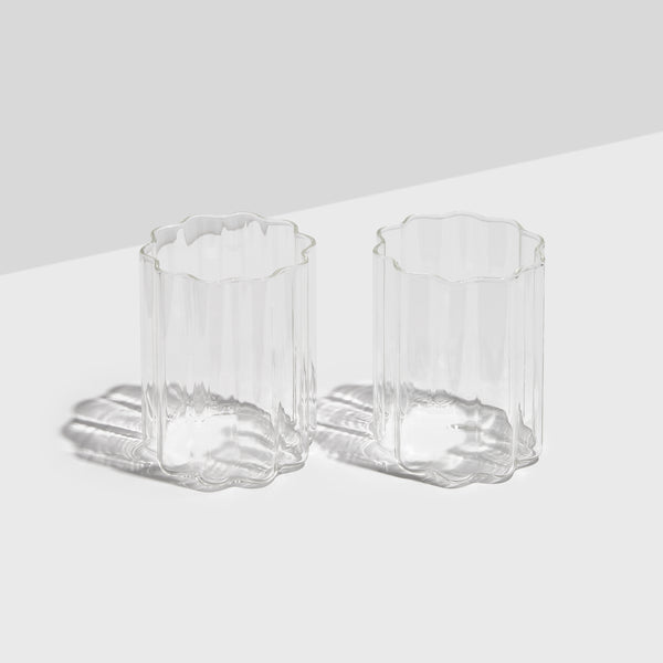 Wave Glass Set of 2, Clear