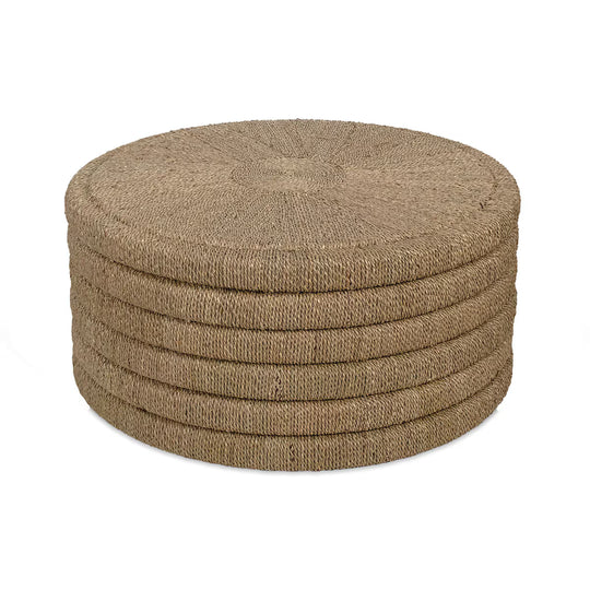 Seagrass Round Ribbed Coffee Table - Natural, 32"Dia