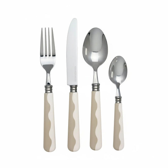 Wave Cutlery - Cappuccino/White, S/16