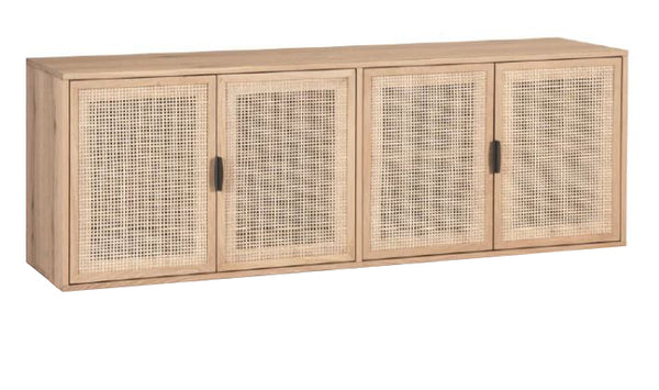 Avida Sideboard Large Rustic Oak / Black, 71.75"W x 18.5"D x 32.5"H