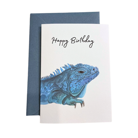 'Happy Birthday' Blue Iguana Greeting Card