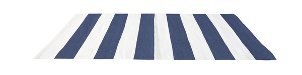 Catamaran Stripe Handwoven Indoor/Outdoor Rug, Denim/White
